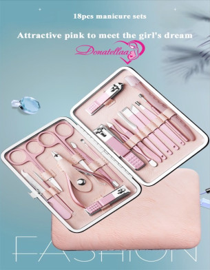Pink Manicure Set 18 in 1 Stainless Steel Grooming Kit Professional Pedicure set